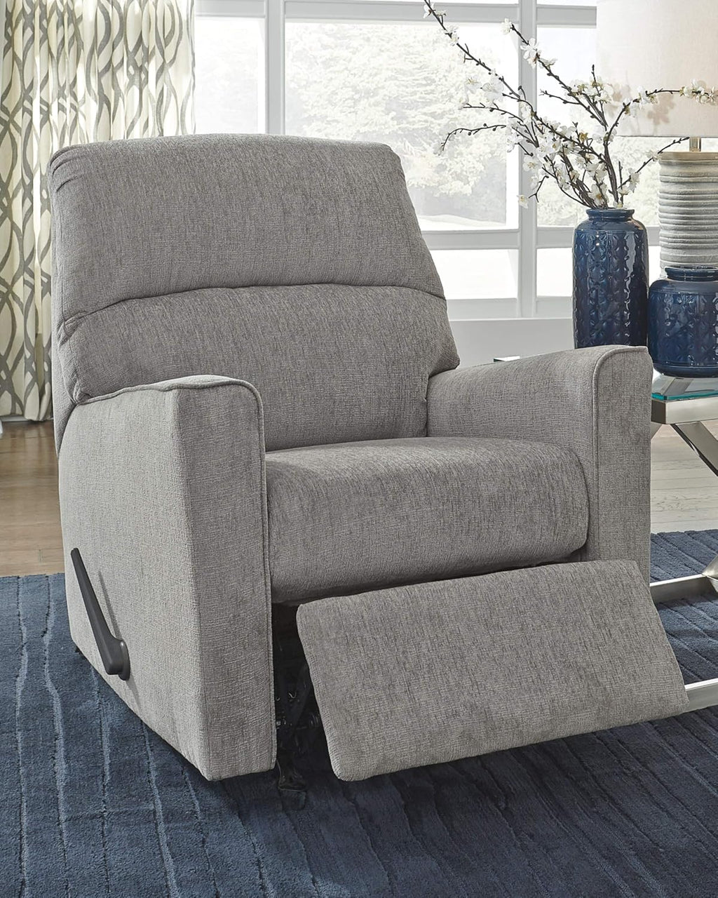 Signature Design by Ashley Altari Rocker Recliner Chair, Plush Chenille Upholstered Reclining Chair, Gentle Rocking Motion & One‑Pull Recline for Comfort, 34' W x 39' D x 40' H