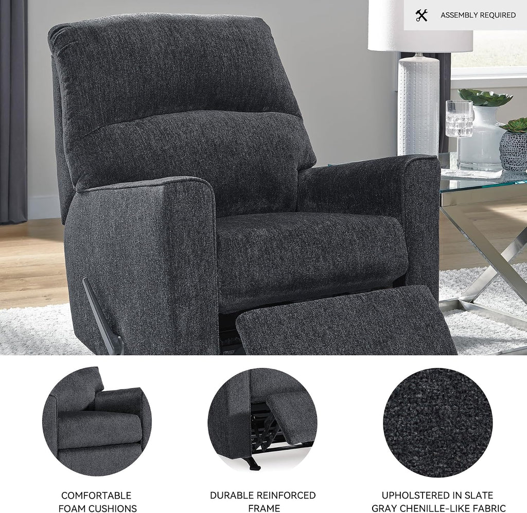 Signature Design by Ashley Altari Rocker Recliner Chair, Plush Chenille Upholstered Reclining Chair, Gentle Rocking Motion, Cozy Seating for Everyday Relaxation, 34' W x 39' D x 40' H