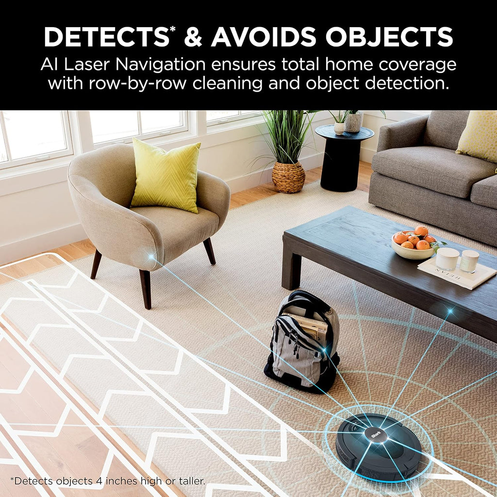 Shark R-AV2501S HEPA Self-Empty Base, Bagless, 30-Day Capacity LIDAR Navigation Perfect for Pet Hair AI Robot Vacuum, Black - Certified Refurbished