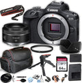Canon EOS R100 Mirrorless Camera with 50mm Prime Lens + 64GB Memory Card, Case, Hood, Grip-Pod, Filter Professional Photo Bundle (Renewed)