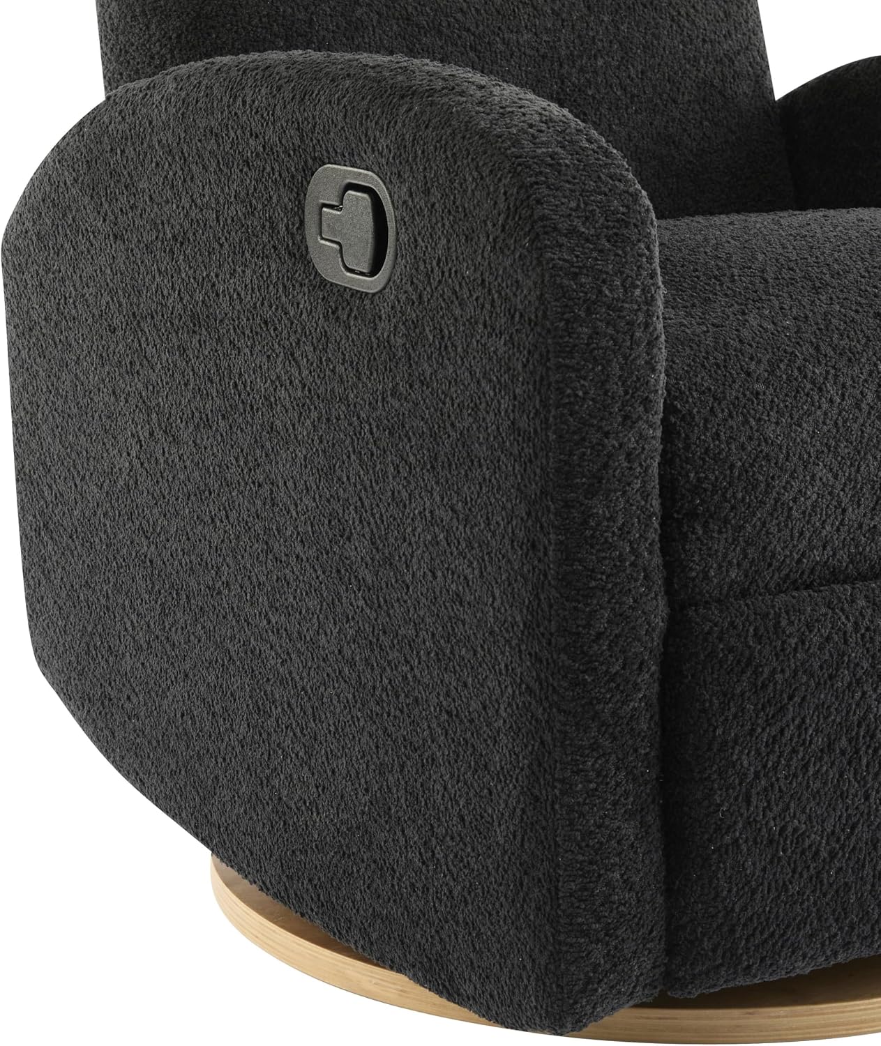 GDFStudio Swivel Glider Recliner Chair Nursery Rocker Recliner Chair with Boucle Upholstered High Back Single Seat Sofa Chair with Deep Seat Manual Nursing Reclining for Living Room, Black