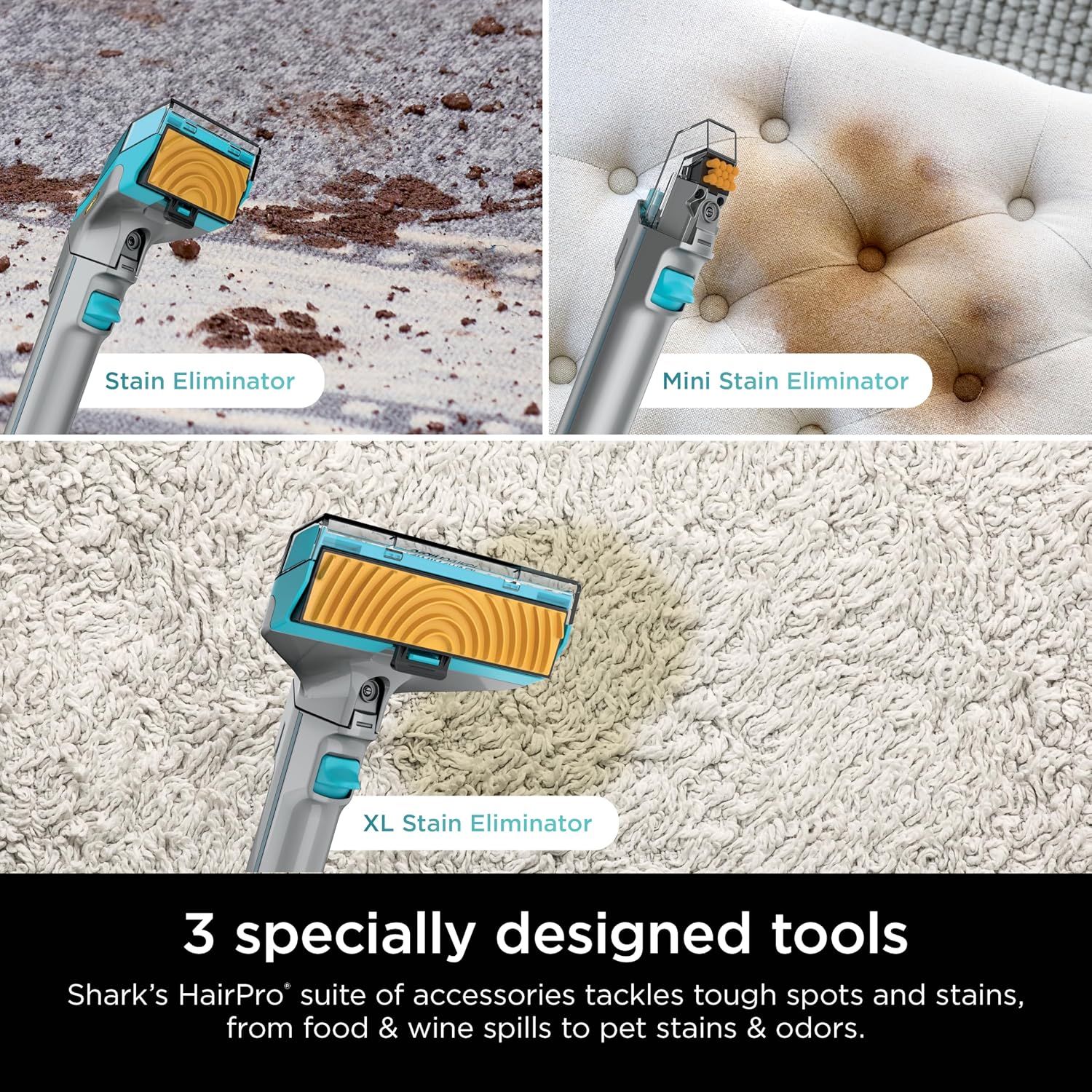 Shark StainStriker HairPro Portable Carpet, Upholstery & Area Rug Cleaner, Stain, Hair & Odor Remover, 3 Tools & dual activated Solution, Teal, PX253BRN