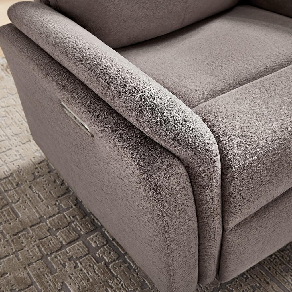 VANOMi Power Recliner Chair Swivel Glider, Electric Rocking Recliner Chairs with USB and Type-C Ports, Nursery Chair Recliner for Living Room, Bedroom, Apartment（Light Brown）