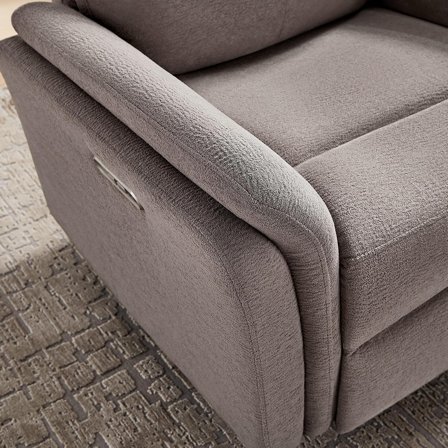 VANOMi Power Recliner Chair Swivel Glider, Electric Rocking Recliner Chairs with USB and Type-C Ports, Nursery Chair Recliner for Living Room, Bedroom, Apartment（Light Brown）