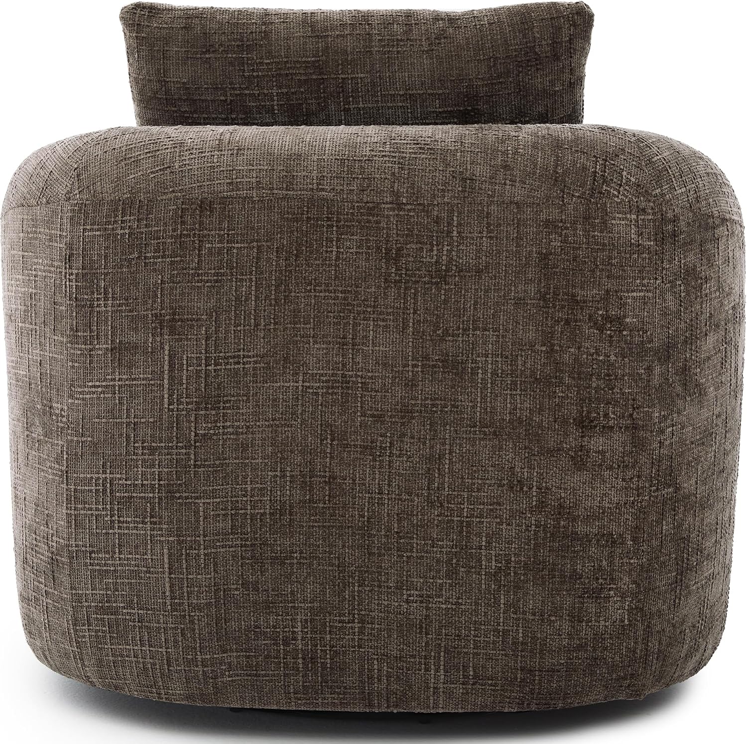 JIVOIT 360° Swivel Barrel Accent Chair, 36.6' Swivel Round Sofa Chair with Dual-Layer Cushion Design, Modern Upholstered Single Sofa for Living Room, Bedroom, Office and Hotel (Brown, 121)