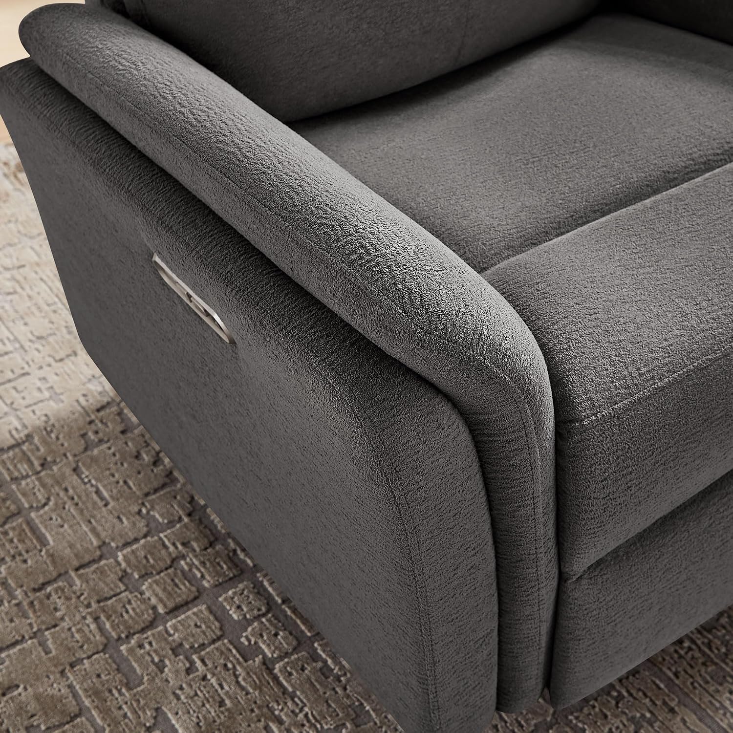 VANOMi Power Recliner Chair Swivel Glider, Electric Rocking Recliner Chairs with USB and Type-C Ports, Nursery Chair Recliner for Office, Living Room, Bedroom（Dark Gray）