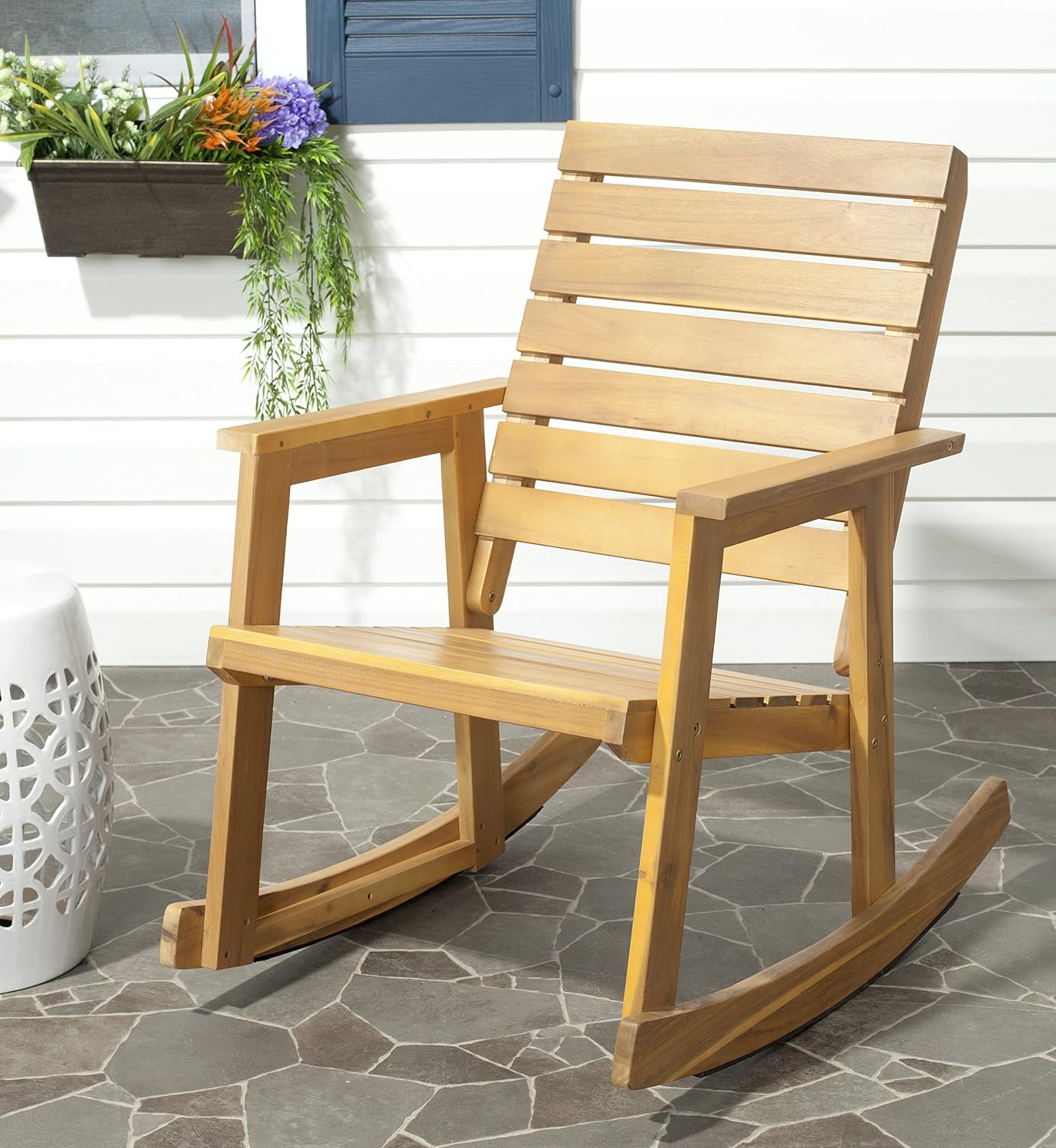 SAFAVIEH Outdoor Collection Alexei Ash Grey Rocking Chair