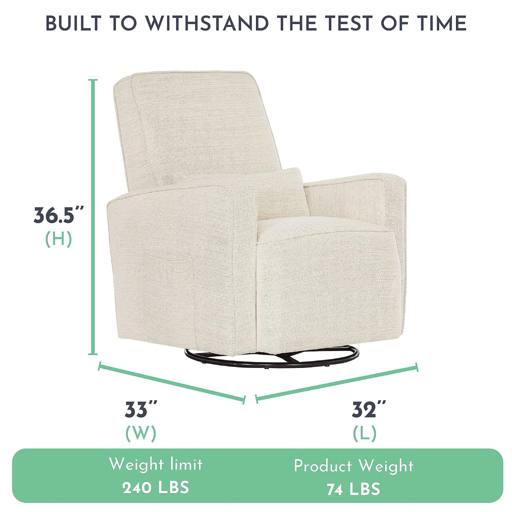 Evolur Holland Upholstered Plush Seating Glider Swivel, Glider Chair for Nursery in Thunder, Modern Nursery Glider, Tool-Free Assembly, Easy to Clean, Environmentally Conscious Glider