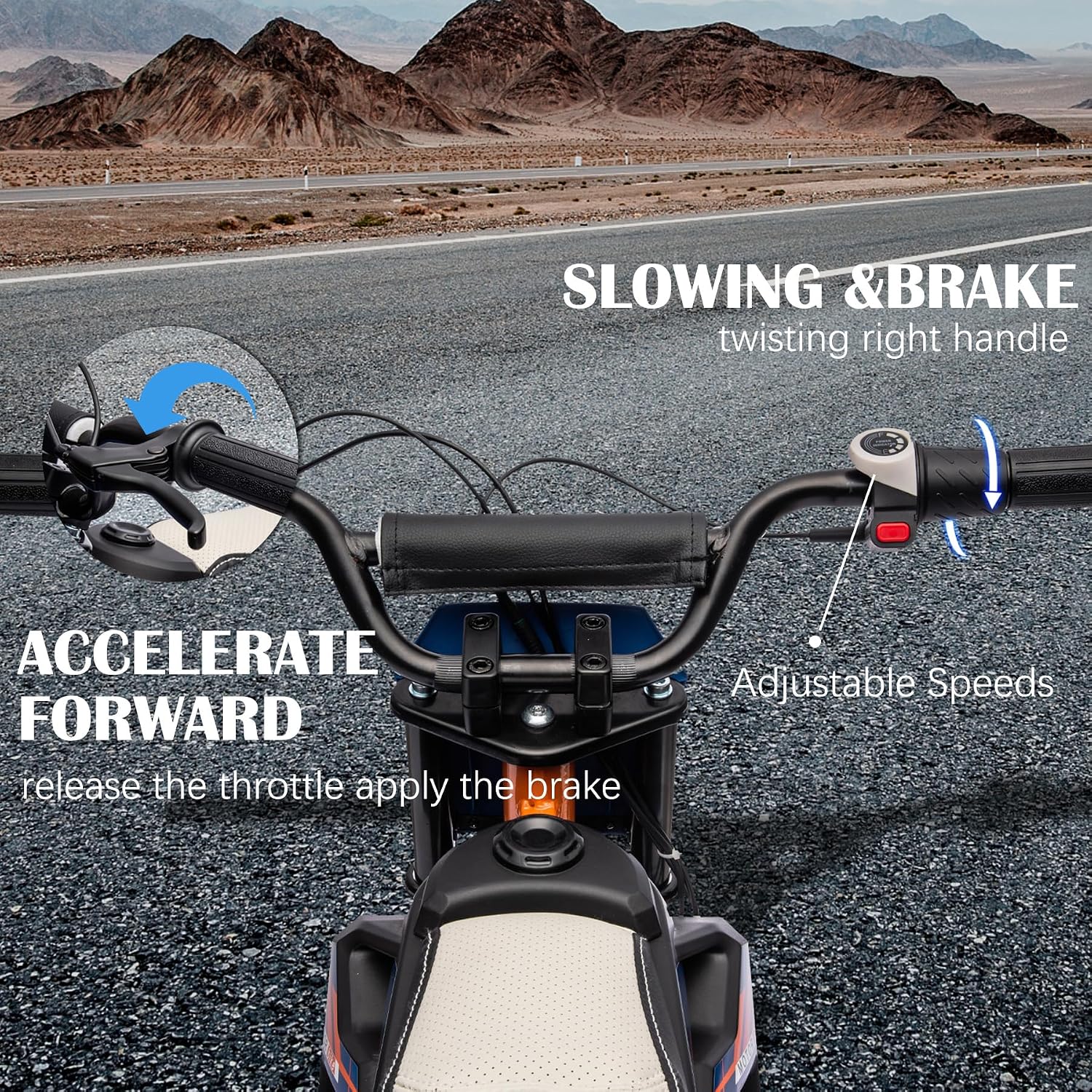 JoyWheel 24V 7Ah Electric Dirt Bike, 250W Electric Motorcycle for Kids, 14MPH Off-Road Motorcycle with Anti-Slip Tires (Blue)