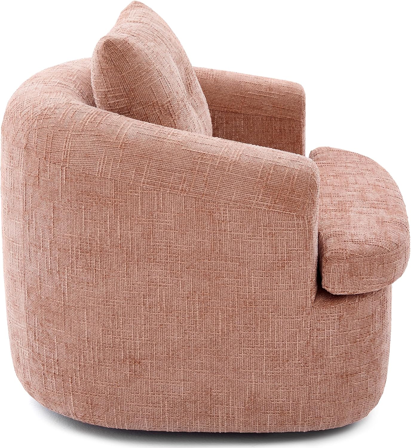 JIVOIT 360° Swivel Barrel Accent Chair, 36.6' Swivel Round Sofa Chair with Dual-Layer Cushion Design, Modern Upholstered Single Sofa for Living Room, Bedroom, Office and Hotel (Pink, 121)