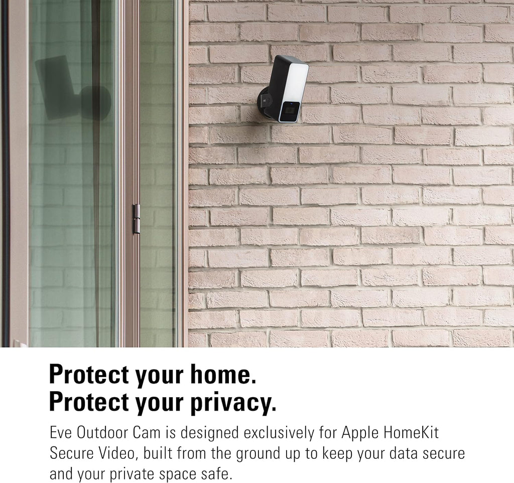 Eve Outdoor Cam 2-Pack Secure floodlight Camera, High Security & Privacy (HomeKit Secure Video), 1080p, Night Vision, Wi-Fi (2.4 GHz), Motion Sensor, 2-Way Communication, People/pet/Vehicle Detection