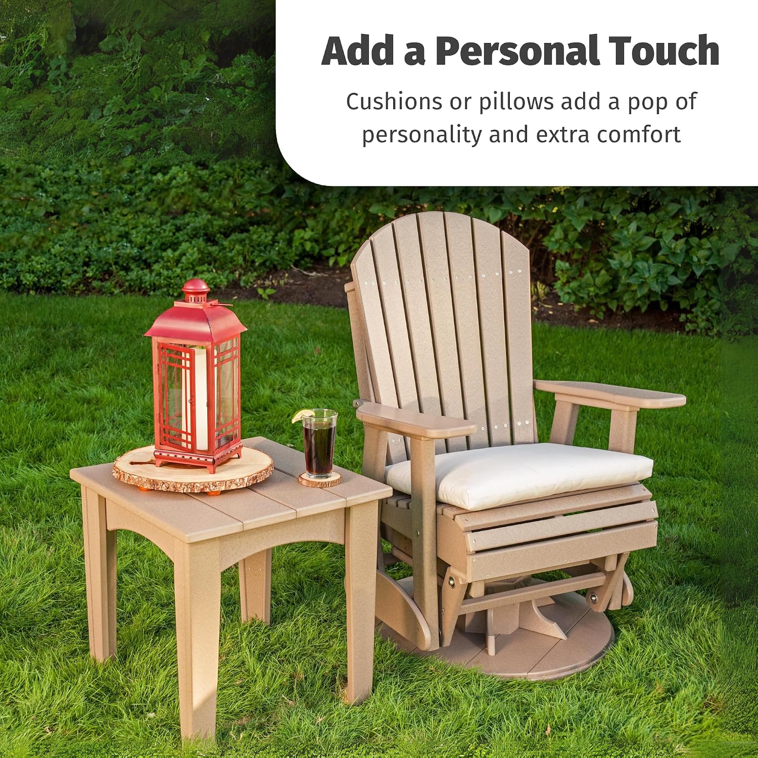 LuxCraft 2' Adirondack Outdoor Swivel Glider Chair, Patio Glider Rocker, Outdoor Swivel Rocker Chair, Glider Rocking Chair (Antique Mahogany)