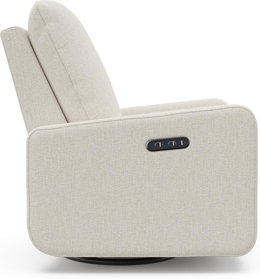 Graco Teddi Power Recliner Swivel Glider, Electronic Power Recline, Oeko-TEX 100 Certified, USB-A & USB-C Charger, Premium Cushioning & Comfort – (Dune Basketweave)