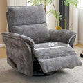 Oversized Glider Rocker Recliner, 26' Extra Wide 360° Swivel Nursery Recliner with Adjustable Headrest, Chenille Rocking Nursery Chair with Overstuffed Armrest, Lumbar Support, Dark Grey