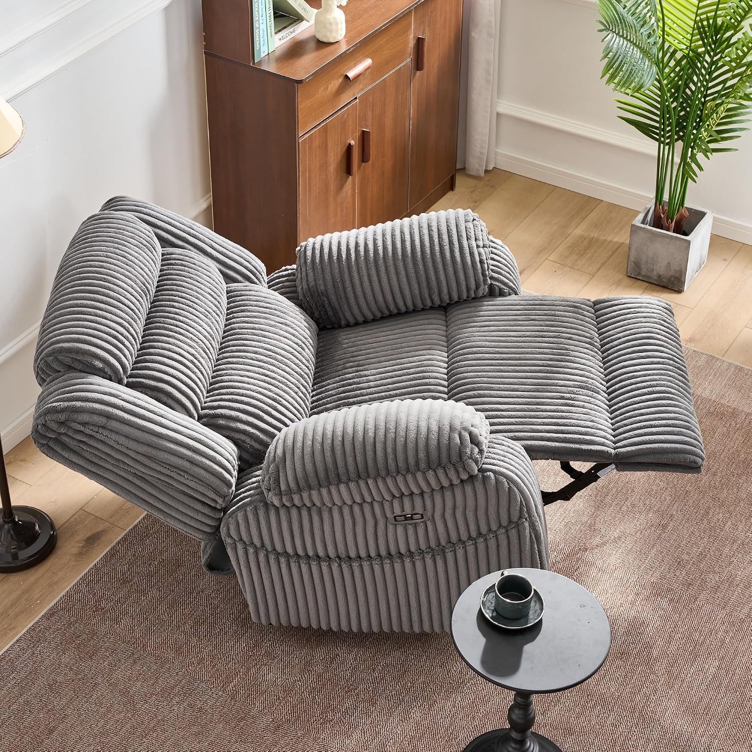 JUUXO Extra Wide Power Swivel Rocking Recliner for Adults with Heat Massage, USB & Type-C Charging, Electric Glider Rocker Chair for Living Room Nursery Bedroom Office