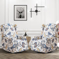 GUEAPY Swivel Rocker Recliner - Printed Modern Wingback Chair for Living Room, Nursery With Adjustable Backrest & Footrest, 360 Degree Swivel, Rocking, Blue Floral