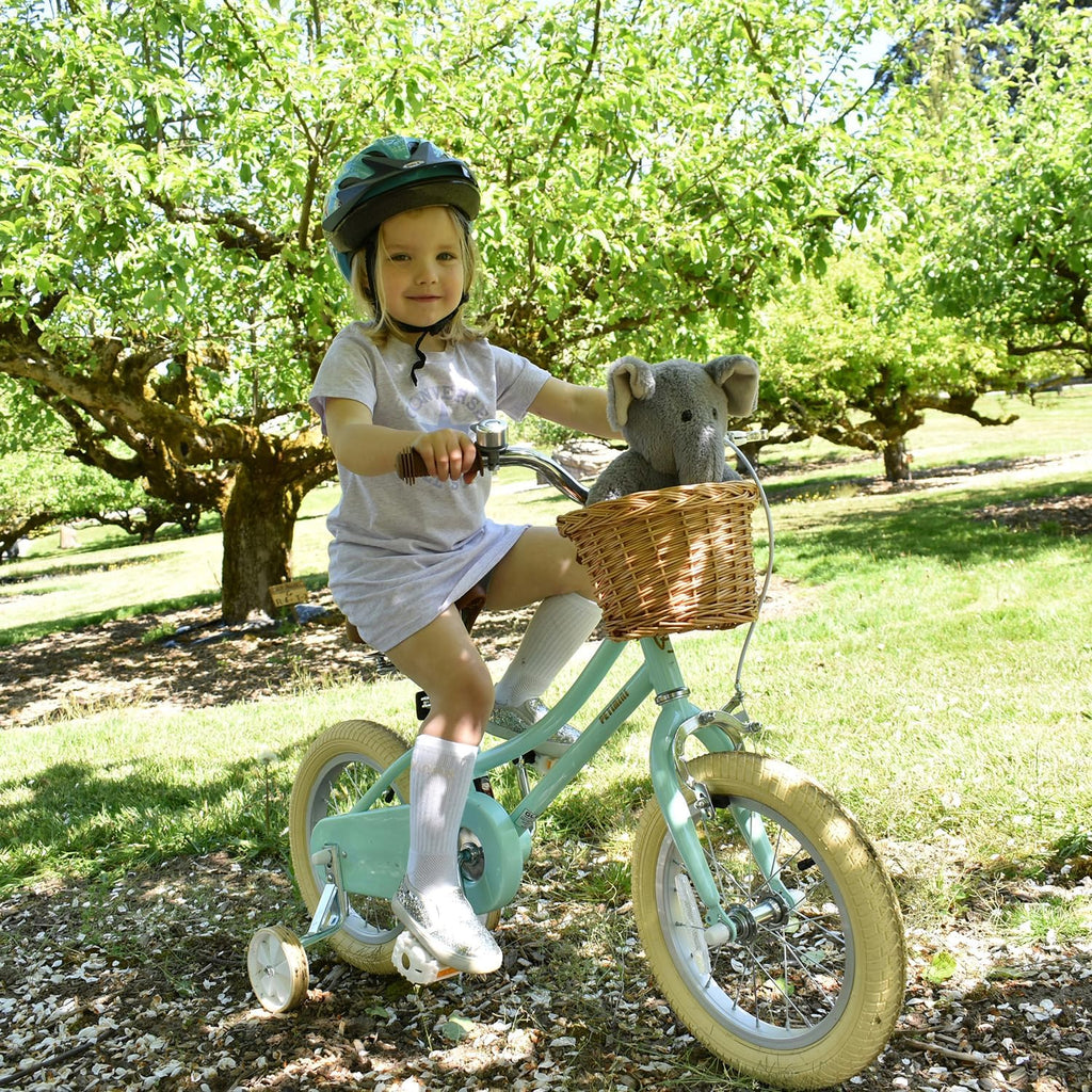 Petimini Vintage Kids Bike for Girls, 12–20 Inch Classic Bicycle with Wicker Basket & Bell, High Tensile Steel Frame, Training Wheels (12–18'), 85% Pre-Assembled, Retro Bike for Outdoor Riding