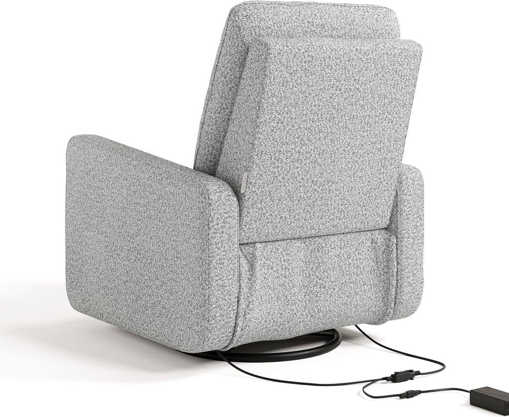 Graco Teddi Power Recliner Swivel Glider, Electronic Power Recline, Oeko-TEX 100 Certified, USB-A & USB-C Charger, Premium Cushioning & Comfort – (Salt & Pepper Boucle)