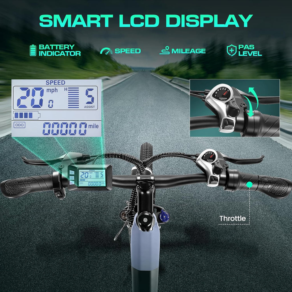 Wooken Electric Bike for Adults, 749W Peak Ebike, 26' x 2.1' Tire Step Through Electric Bike, City Cruiser Ebike with 48V 10.4/15Ah Removable Battery, 7 Speed, SGS Certified to UL2849