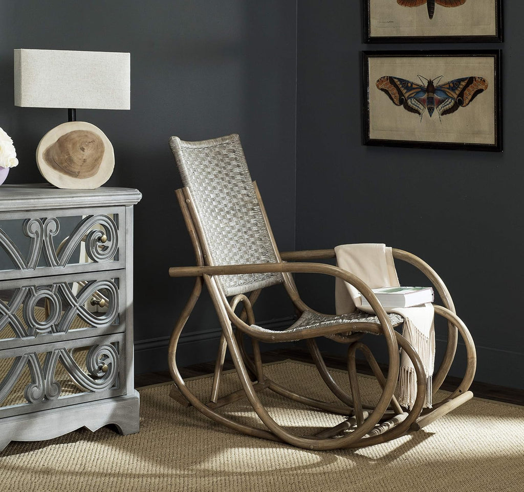 SAFAVIEH Home Collection Bali Antique Grey Rocking Chair