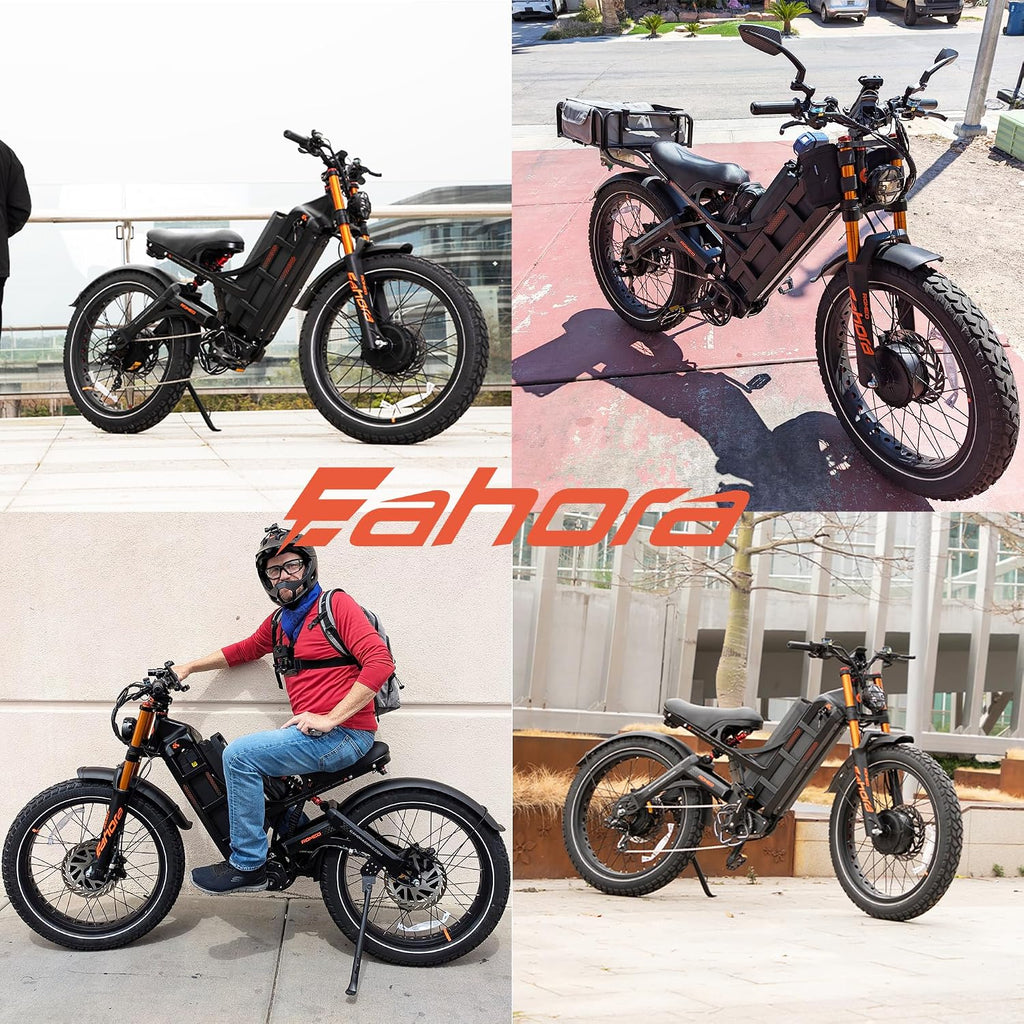eAhora 2026 Romeo Pro3/2 50/46Mph Ebike 5600/4000W Dual Motor 200+Miles Electric Bike for Adults, 52V/70Ah 60V/80Ah Long Range 26 * 4.0' Fat Tire Full Suspension Electric Mountain Bike