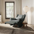 May in Color Nursery Glider Recliner, Comfy Upholstered Glider Chair with Lumbar Pillow and Footrest, Swivel Rocking Chair for Bedroom, Living Room, Dark Grey