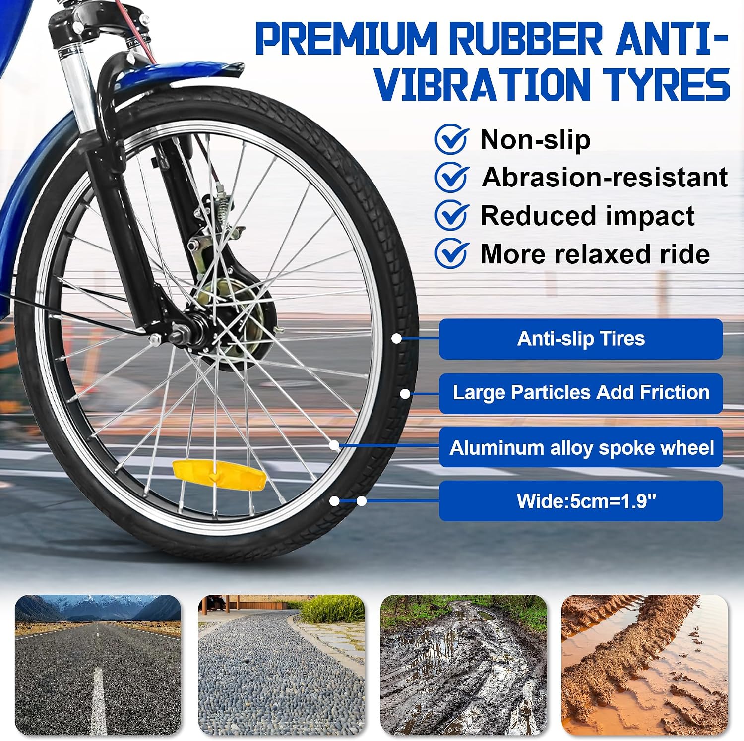 MOOITZ Adult Tricycle, 20 Inch 3-Wheel Bikes, Trike for Adults with Seat, Low Step-Through Cruiser Bike with Front and Rear Baskets, Adult Tricycles for Women, Seniors, Men