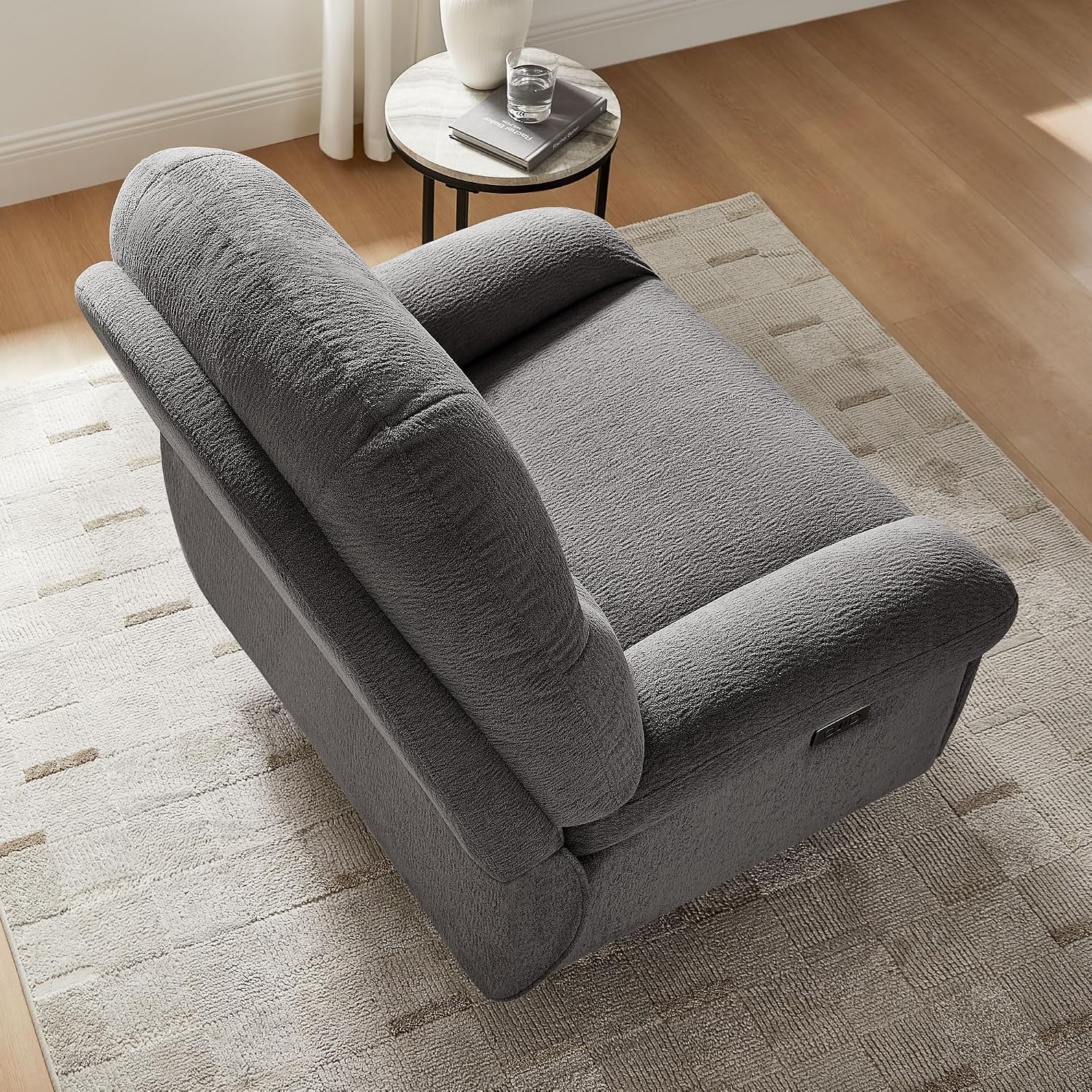 VANOMi Power Recliner Chair with Charging, 270° Swivel Glider Rocker, Electric Nursery Recliner for Living Room, Bedroom, and Office, Dark Gray, Set of 2