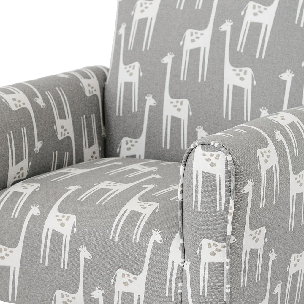 Kid Rocking Chair for Toddlers, Child Chair for Little Kids, Upholstered Toddler Armchair for Children, Comfy and Cute Little Kid Chairs (Rockers, Grey Giraffes Print)