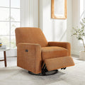 VANOMi Power Recliner Chair, 270° Swivel Nursery Chair with USB Charging Port Comfy Boucle Glider Rocking Chairs for Living Room, Nursery, Bedroom, Curry