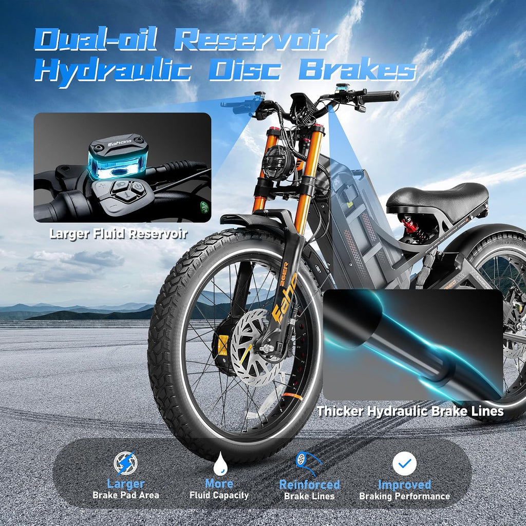 2026 eAhora Romeo Pro 3/2 50-46 Mph Electric Bike for Adults, 5600W/4000W/2500W Dual Motor Ebike 60V 80Ah/52V 70Ah Battery 200 Miles Long Range, 26*4.0'/20*4.5' Fat Tire, Full Suspension, All Terrain
