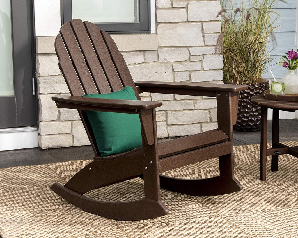 POLYWOOD Vineyard Rocking Chair Slate Grey - Heavy Duty HDPE Outdoor Patio Rocker - All-Season Composite Resin Furniture for Porch, Deck & Garden - Classic American Made Design