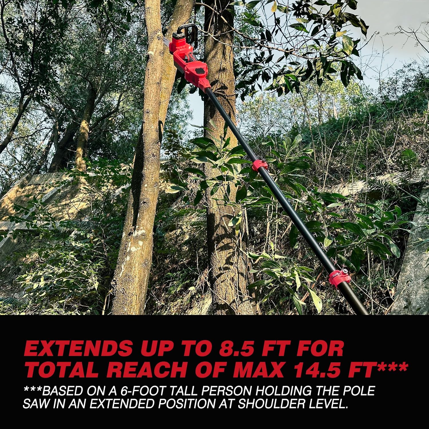 2-IN-1 Cordless 10-Inch Pole Saw And Chainsaw Compatible with Milwaukee 18V Battery, Total Reach of Max 15ft, Auto Oiling, Electric Pole Saw for Tree Trimming Pruning (Battery NOT Included)