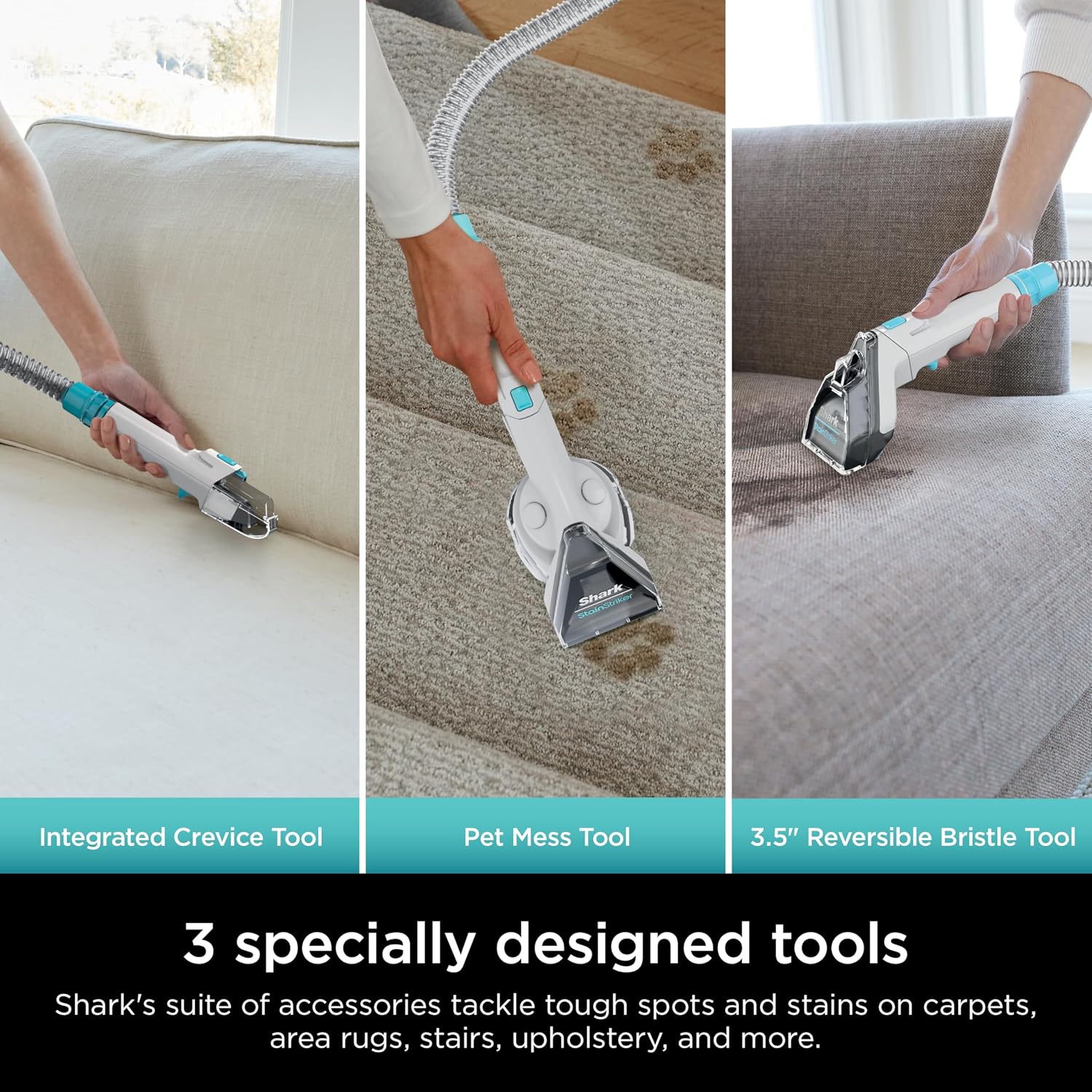 Shark StainStriker Portable Carpet, Upholstery & Area Rug Cleaner with Pet Mess Extractor, Stain & Odor Remover, Perfect for Car Interiors, White, PX201