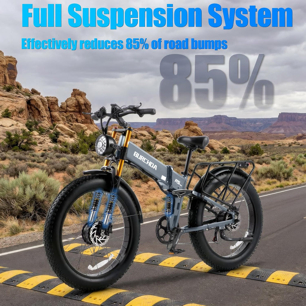 2026 Dual Motor Electric Bike for Adults AWD 5000W/3000W Peak 40 MPH/30 MPH E Dirt Bike, 52V/48V Removable Battery 65/80/150 Miles Max Long Range with Full Suspension 26' Fat Tires Mountain Bike