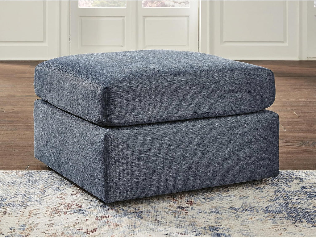 Signature Design by Ashley Modmax Casual Stain Resistant Upholstered Oversized Accent Ottoman, Blue