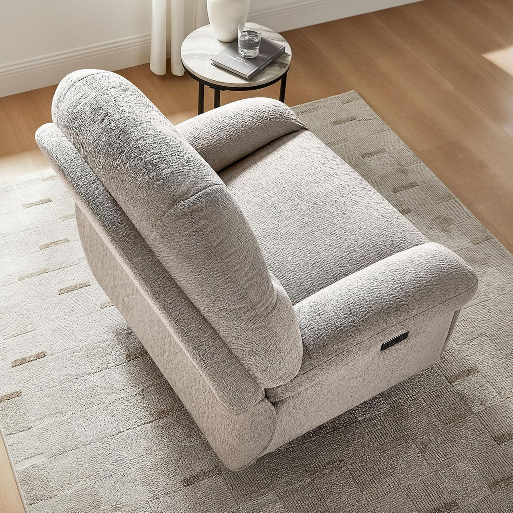 VANOMi Power Recliner Chair with USB & Type-C Charging, 270° Swivel Glider Rocker, Electric Nursery Recliner for Living Room, Bedroom, and Office, Camel