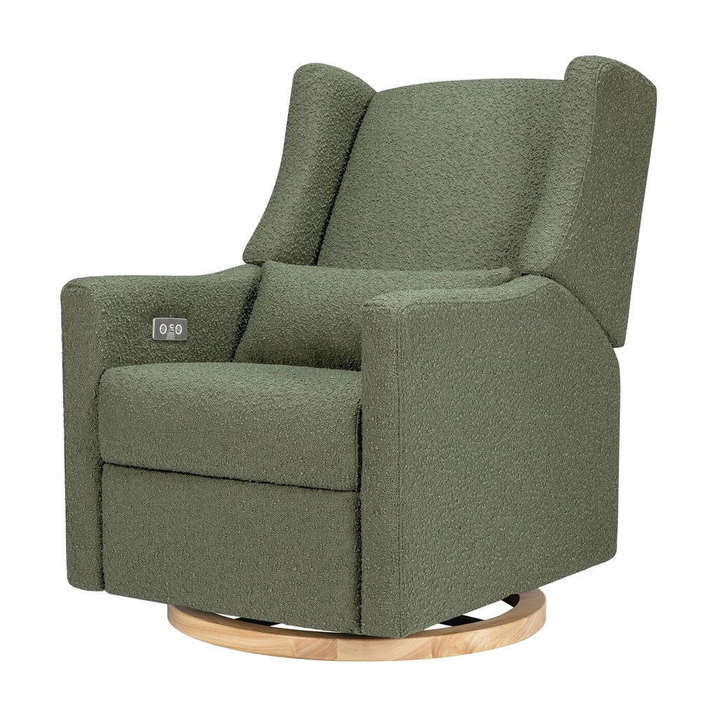 Kiwi Glider Recliner w/Electronic Control and USB | in Olive Boucle w/Light Wood Base, Greenguard Gold Certified