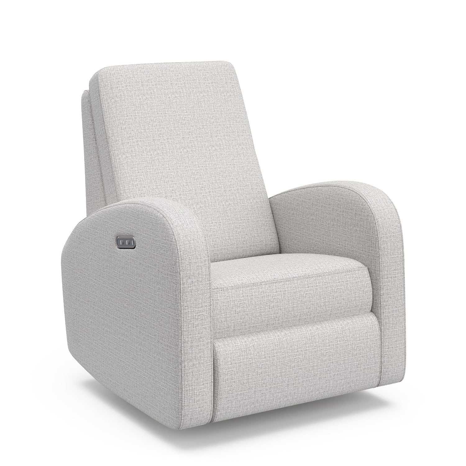 Storkcraft Santa Monica Power Recliner Swivel Glider (Steel Basketweave) – GREENGUARD Gold Certified, CertiPUR-US Certified Foam, Effortless Electronic Power Recline, USB-A & USB-C Charger