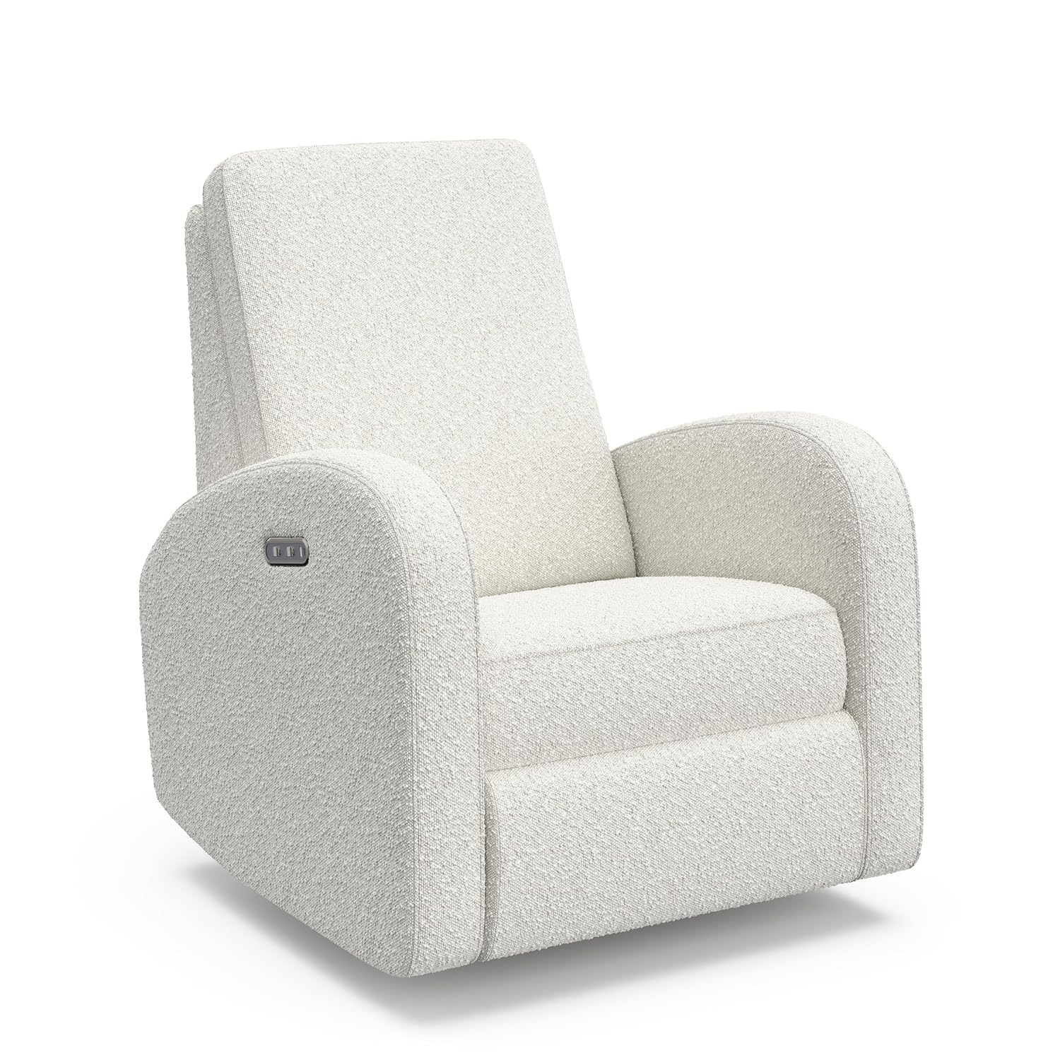 Storkcraft Santa Monica Power Recliner Swivel Glider (Ivory Boucle) – Effortless Electronic Power Recline, USB-A & USB-C Charger