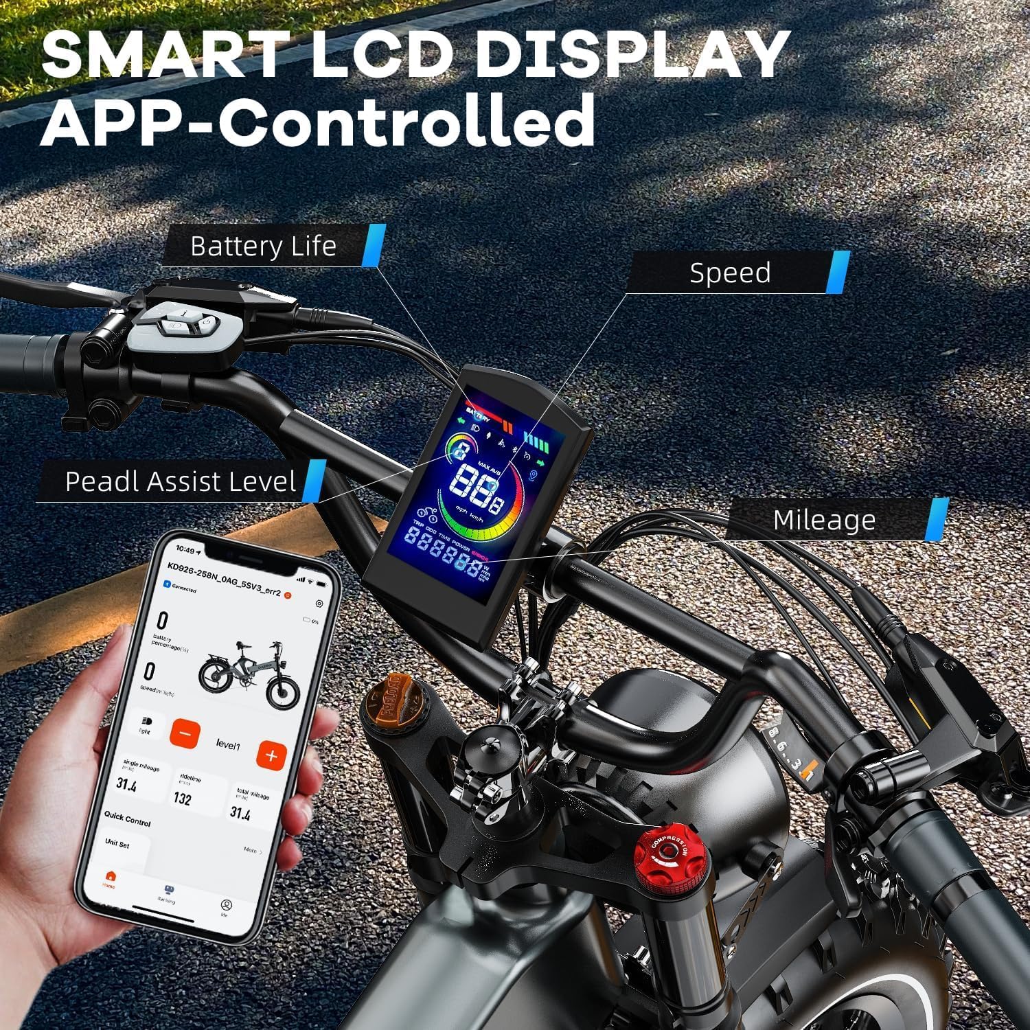 bluebiko 2000W/3000w Peak Electric Bike for Adults, 48V 35AH/52v 30AH Removable Battery, 100+Miles Long Range Foldable Electric Bike, 20'x4.0' Fat Tire, All Terrain Ebike