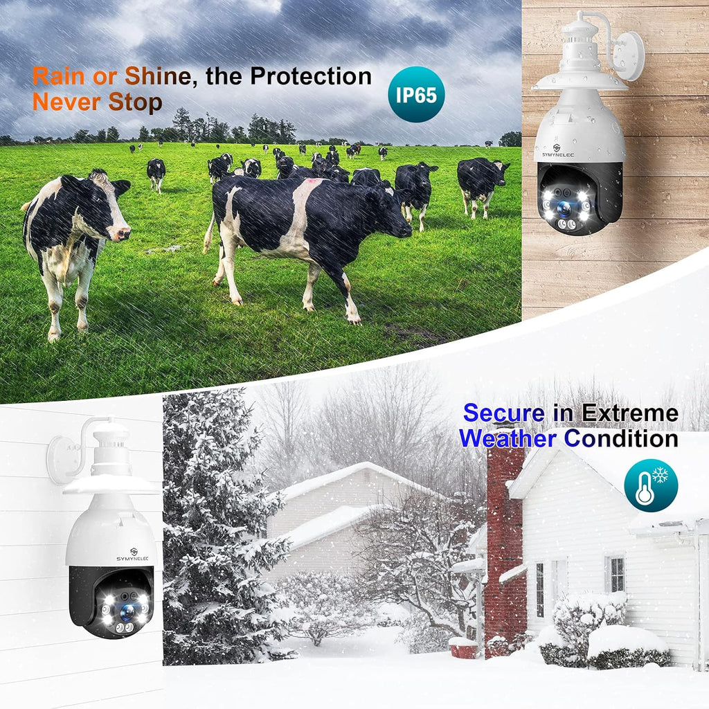SYMYNELEC 5GHz/2.4GHz Light Bulb Security Camera Outdoor Waterproof 2.5K, 5G Dual Band WiFi Light Socket Security Camera with AI Human Motion Detection Tracking 4MP Color Night Vision Alexa (2 PCS)