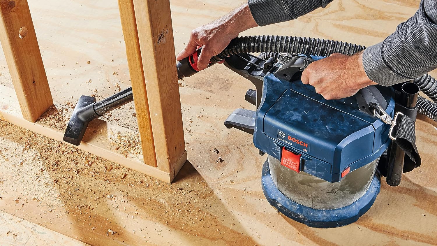 BOSCH GAS18V-3N 18V Cordless Wet Dry Vacuum, 2.6 Gallon Portable Shop Vac & Dust Extractor with HEPA Filter (Bare Tool)