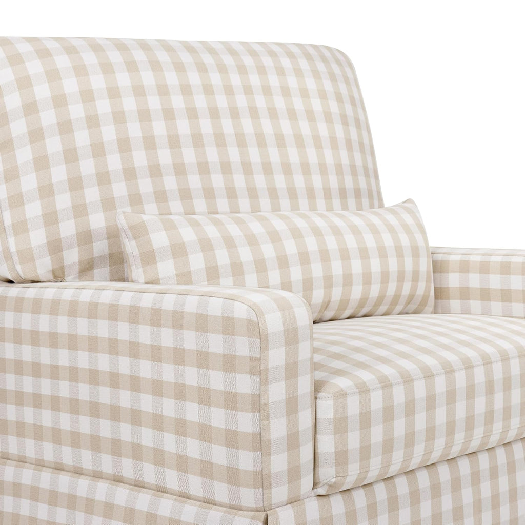 Namesake Crawford Pillowback Chair and a Half Comfort Swivel Glider in Tan Gingham, Greenguard Gold & CertiPUR-US Certified