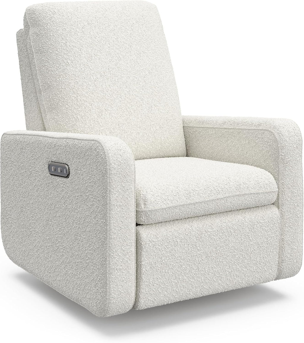Graco Teddi Power Recliner Swivel Glider, Electronic Power Recline, Oeko-TEX 100 Certified, USB-A & USB-C Charger, Premium Cushioning & Comfort – (Ivory Boucle)