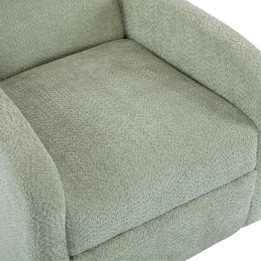 GDFStudio Swivel Glider Recliner Chair Nursery Rocker Recliner Chair with Boucle Upholstered High Back Single Seat Sofa Chair with Deep Seat Manual Nursing Reclining for Living Room, Light Green