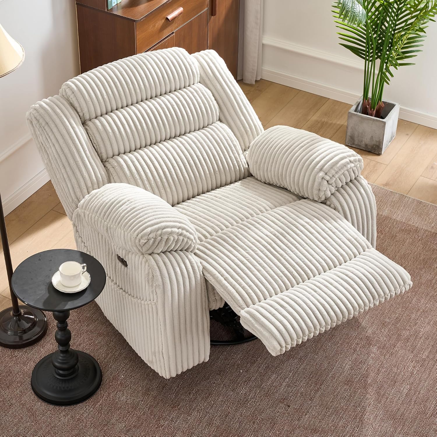 JUUXO Extra Wide Power Swivel Rocker Recliner for Adults with Heat Massage, USB & Type-C Charging, Electric Glider Rocking Chair for Living Room Nursery Bedroom Office