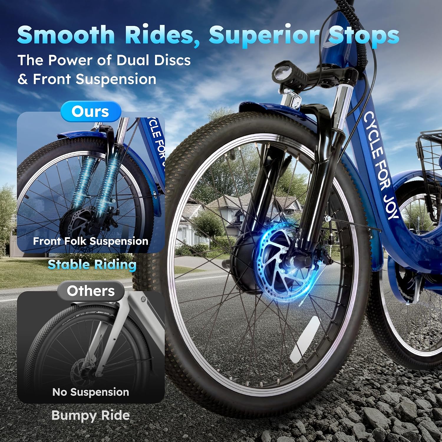 Electric Tricycle for Adults, 7-Speed Electric Trike with 48V 624WH Removable Battery, 70Miles Long Lasting Range in PAS 1, 18.6Mph Max, 3 Wheel Electric Bike, Dual Disc, 24'
