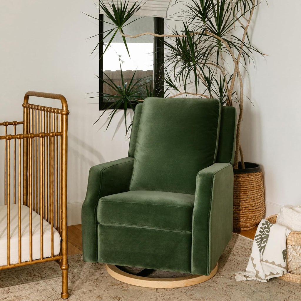 Namesake Crewe Glider Recliner Nursery Chair - GREENGUARD Gold & Certi-PUR US Certified Rocker Recliner - Glider Rocking Chair for Nursery & Living Room - Manual, 360° Swivel, Green