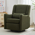 JIVOIT Modern Swivel Rocker Recliner Chair, 29.5'' Wide Wingback Swivel Rocker Recliner Chair, Linen Fabric Rocking Chair Nursery Chair for Living Room, Apartment (Seaweed Green/79)